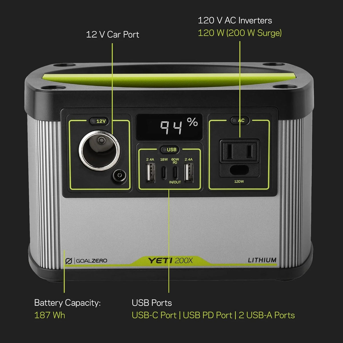 Portable Power Station 187Wh Lithium Battery 120 Watt AC Inverter G99716