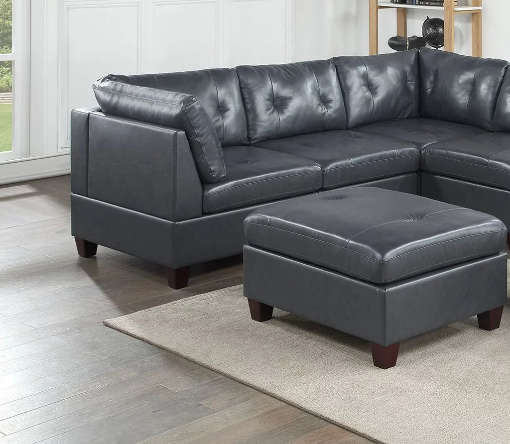Genuine Leather Tufted Ottoman Q14770