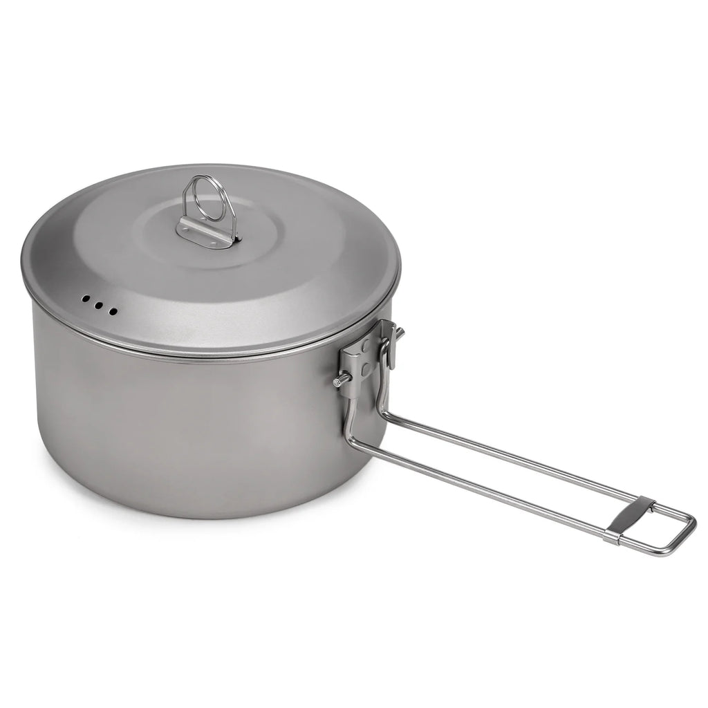 Titanium Pot and Fry Pan Set with Lid and Foldable Handles Y867883