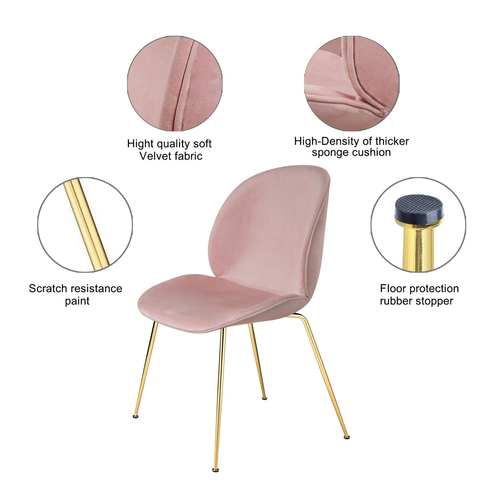 Pink Velvet Side Dining Chairs Set of 4 with Gold Legs L551669