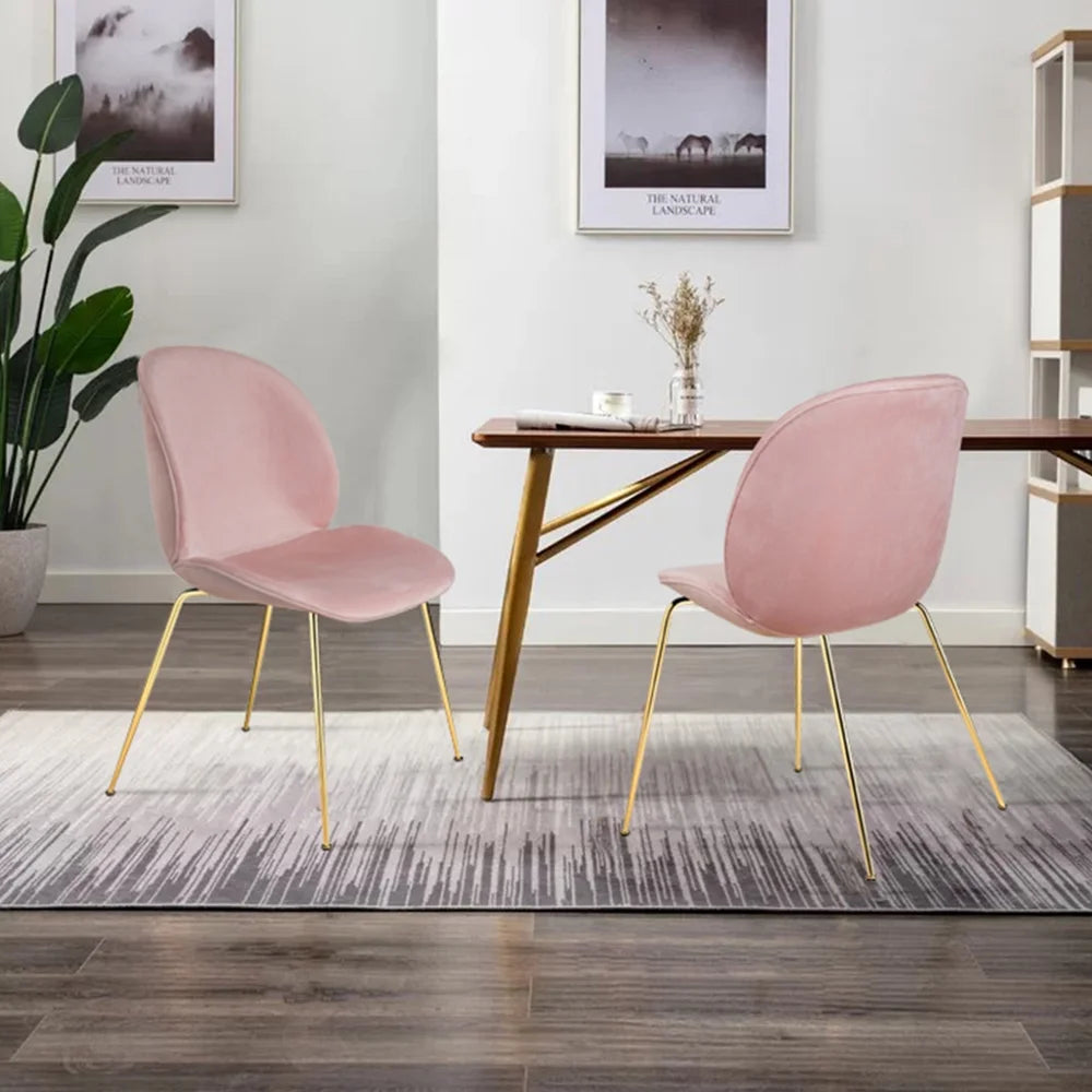 Pink Velvet Side Dining Chairs Set of 4 with Gold Legs L551669