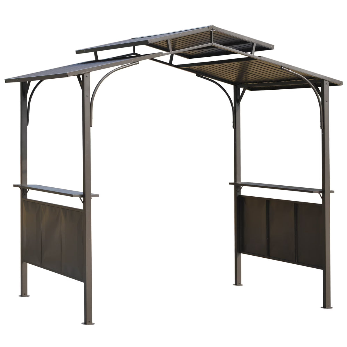 Brown Steel Frame BBQ Grill Gazebo with Polycarbonate Roof N276445