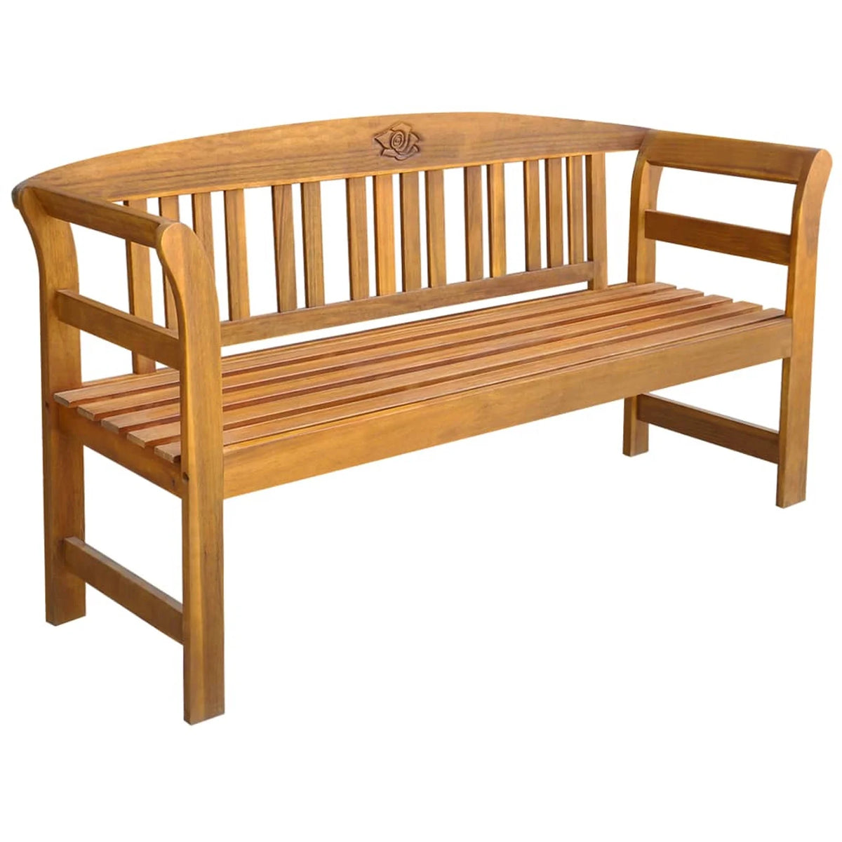Acacia Wood Garden Bench with Gray Seat Cushion M121