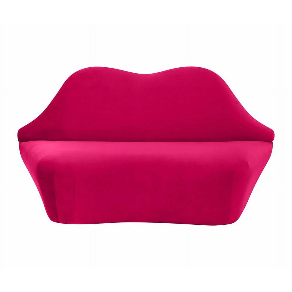 Pink Velvet Upholstered Wood Settee Sofa N37193