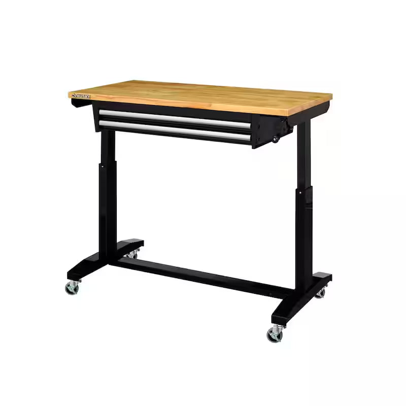 Black Adjustable Height Worktable with 2-Drawers D747787