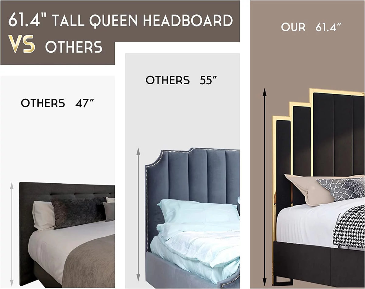 Queen Size Upholstered Bed with Headboard S317808