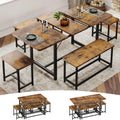 63" Extendable Dining Table Set with Stools Q56193