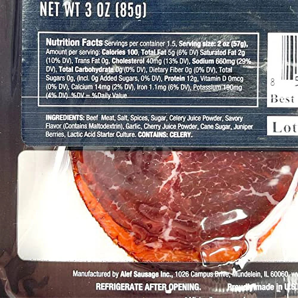 Air Dry Beef 3 Packages 3 oz. Each Nitrate Free Nitrite Free P44515