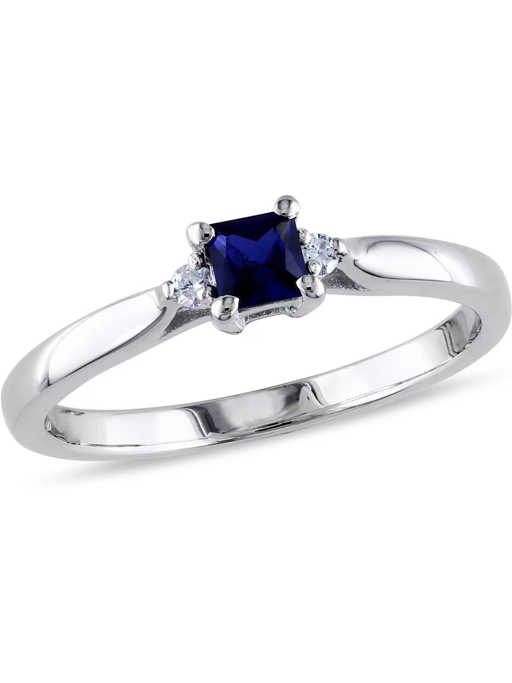 Lab-Created Blue Sapphire & Diamond Ring in Sterling Silver K884410