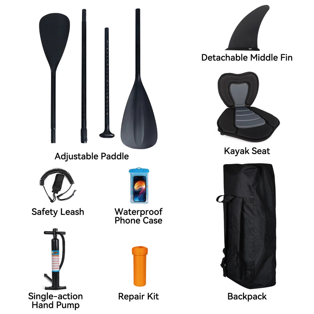 11 Ft Inflatable Stand Up Paddle Board and Sit-on Kayak Set K720