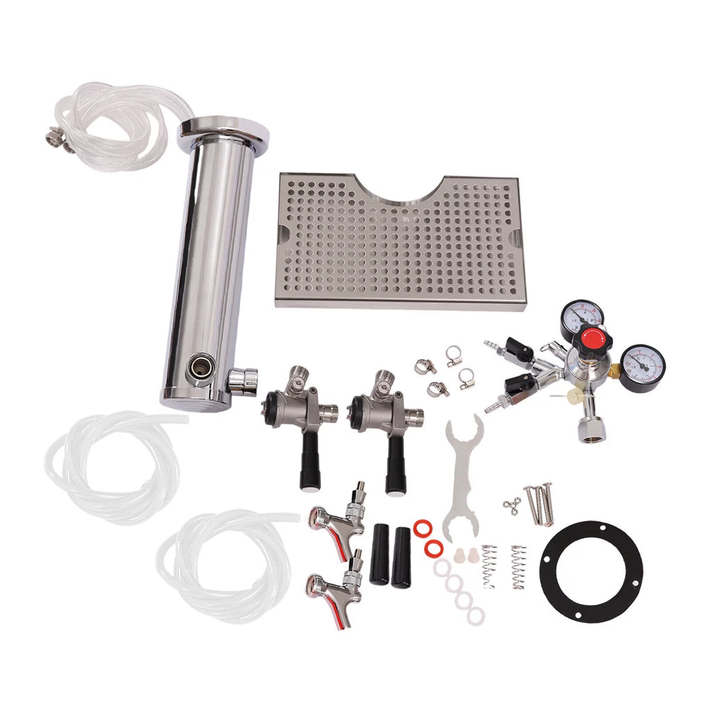 Stainless Steel Beer Tower Kit with Dual Gauge Regulator F308
