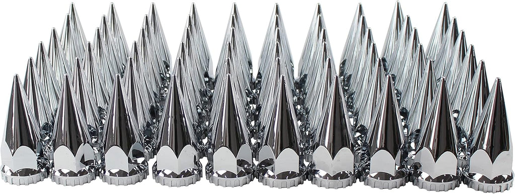 Chrome ABS 33 mm Thread-On Spiked Axle Cover Combo Kit with Removable Hub Caps and Lug Nut Covers Z789