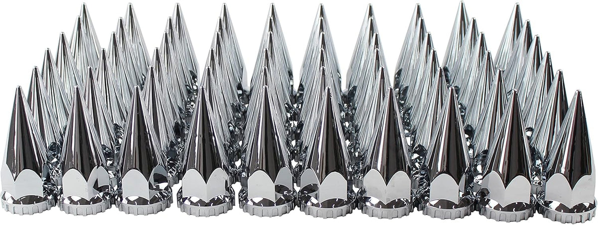 Chrome ABS 33 mm Thread-On Spiked Axle Cover Combo Kit with Removable Hub Caps and Lug Nut Covers Z789