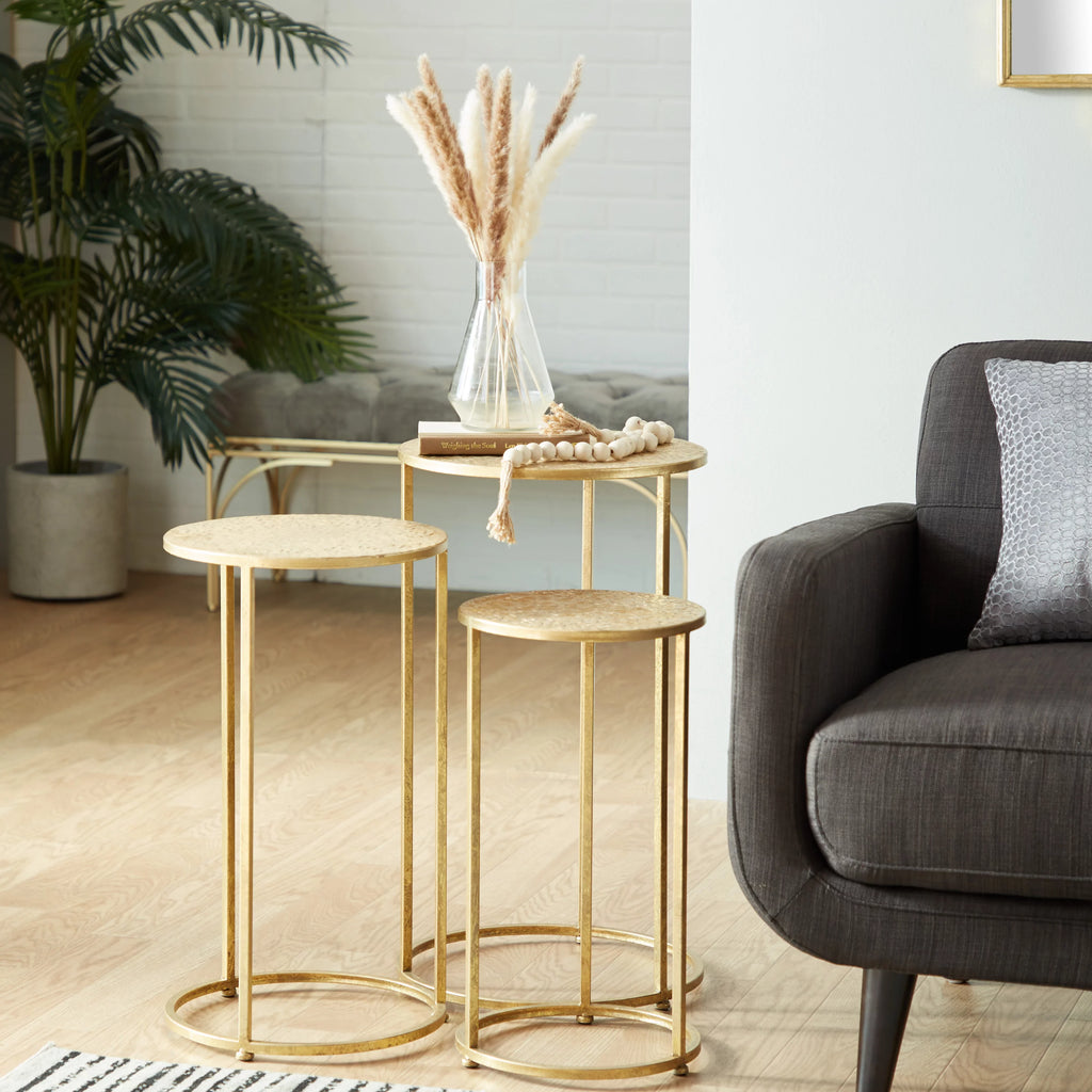 16" x 28" Gold Metal Nesting Accent Table, 3-Pieces Z9439