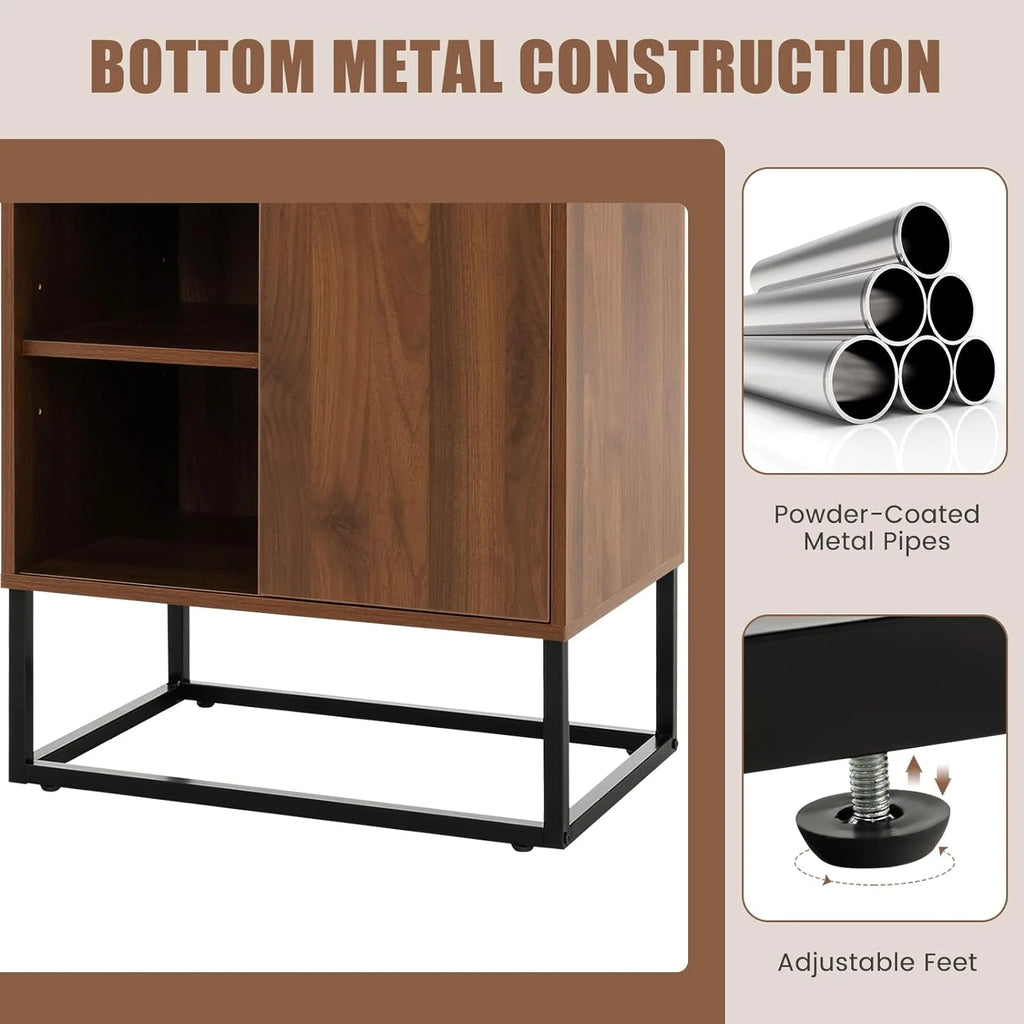 Wine Cabinet Sideboard Buffet with Tempered Glass Top Sliding Door H503