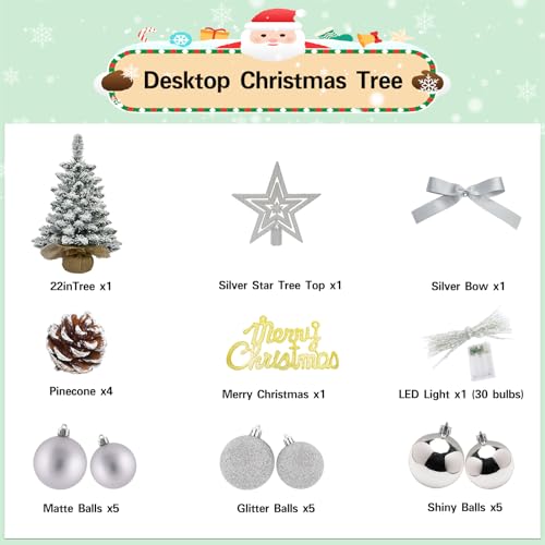 White 22 Inch Mini Artificial Christmas Tree with Lights Z4726