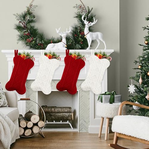 2 Pack 18 Inch Knitted Dog Christmas Stocking T976