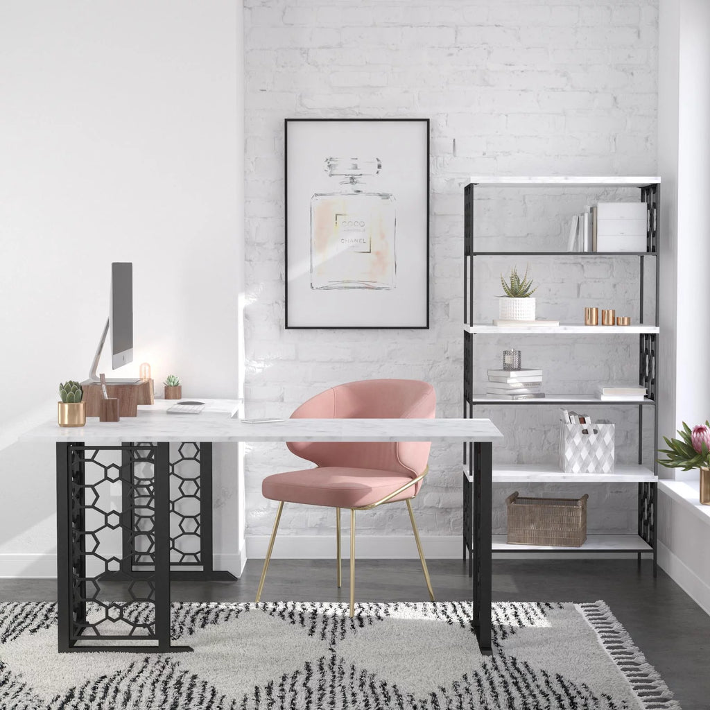 White Faux Marble Desk X678380
