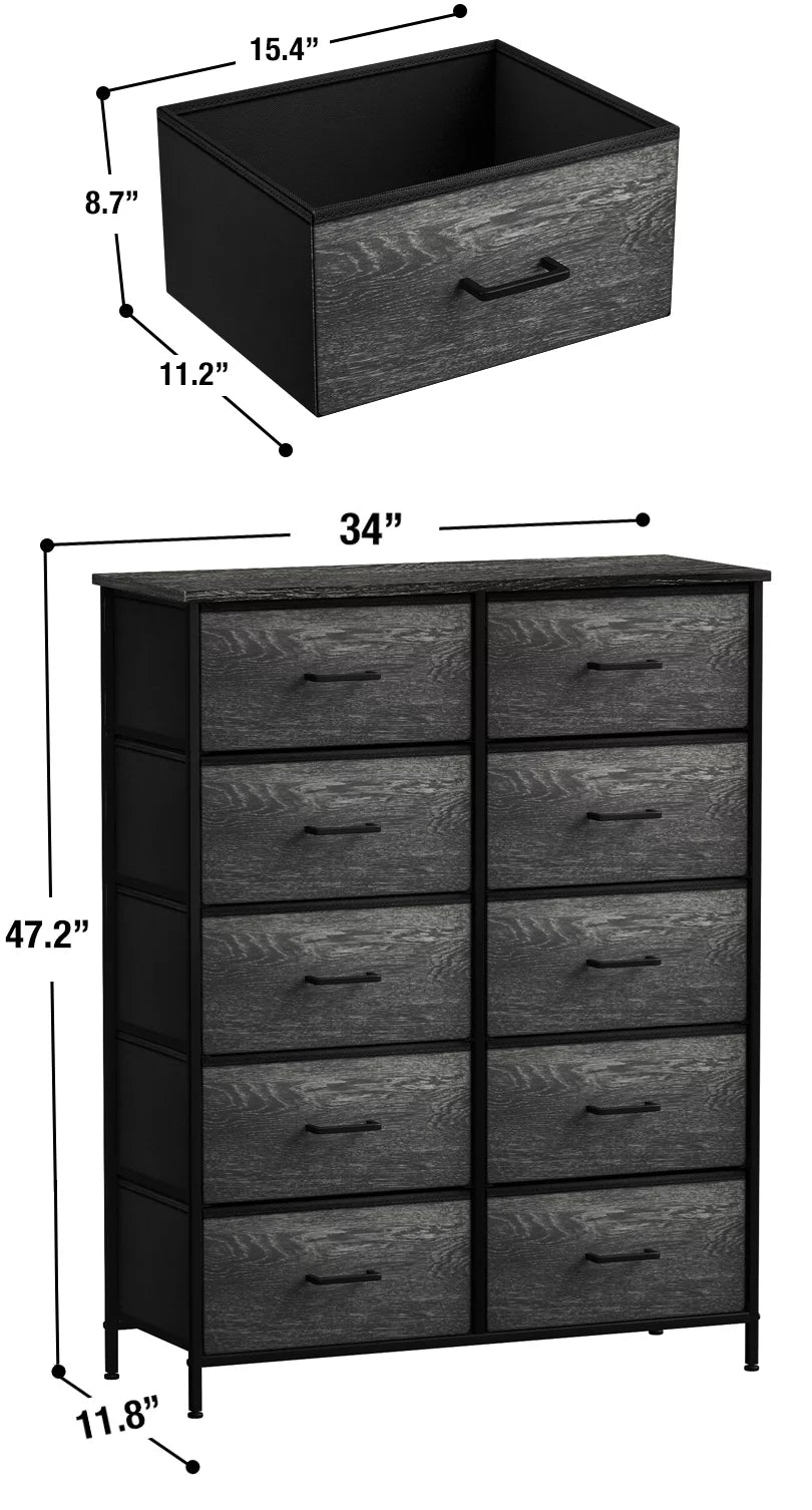 10 Drawer Faux Wood Storage Dresser V415876