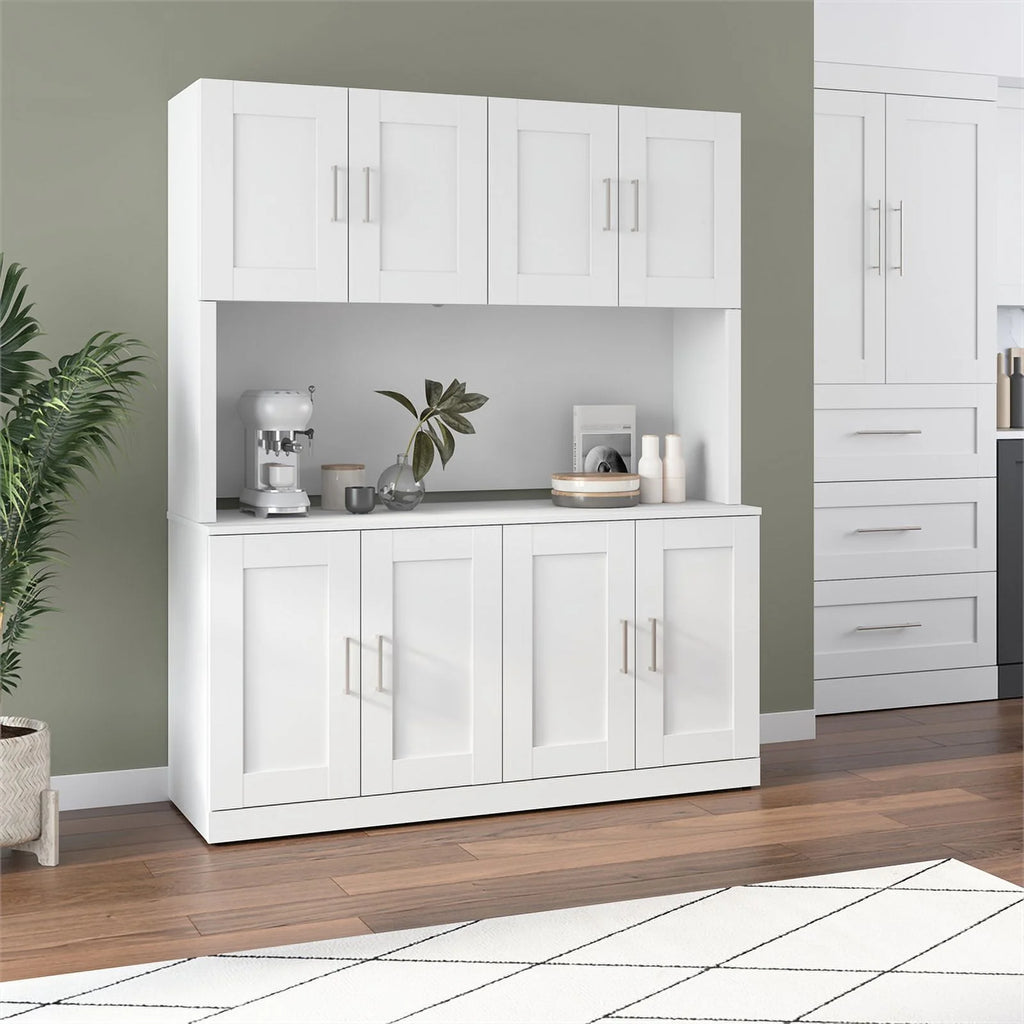 White Engineered Wood Buffet Cabinet with Hutch L672221