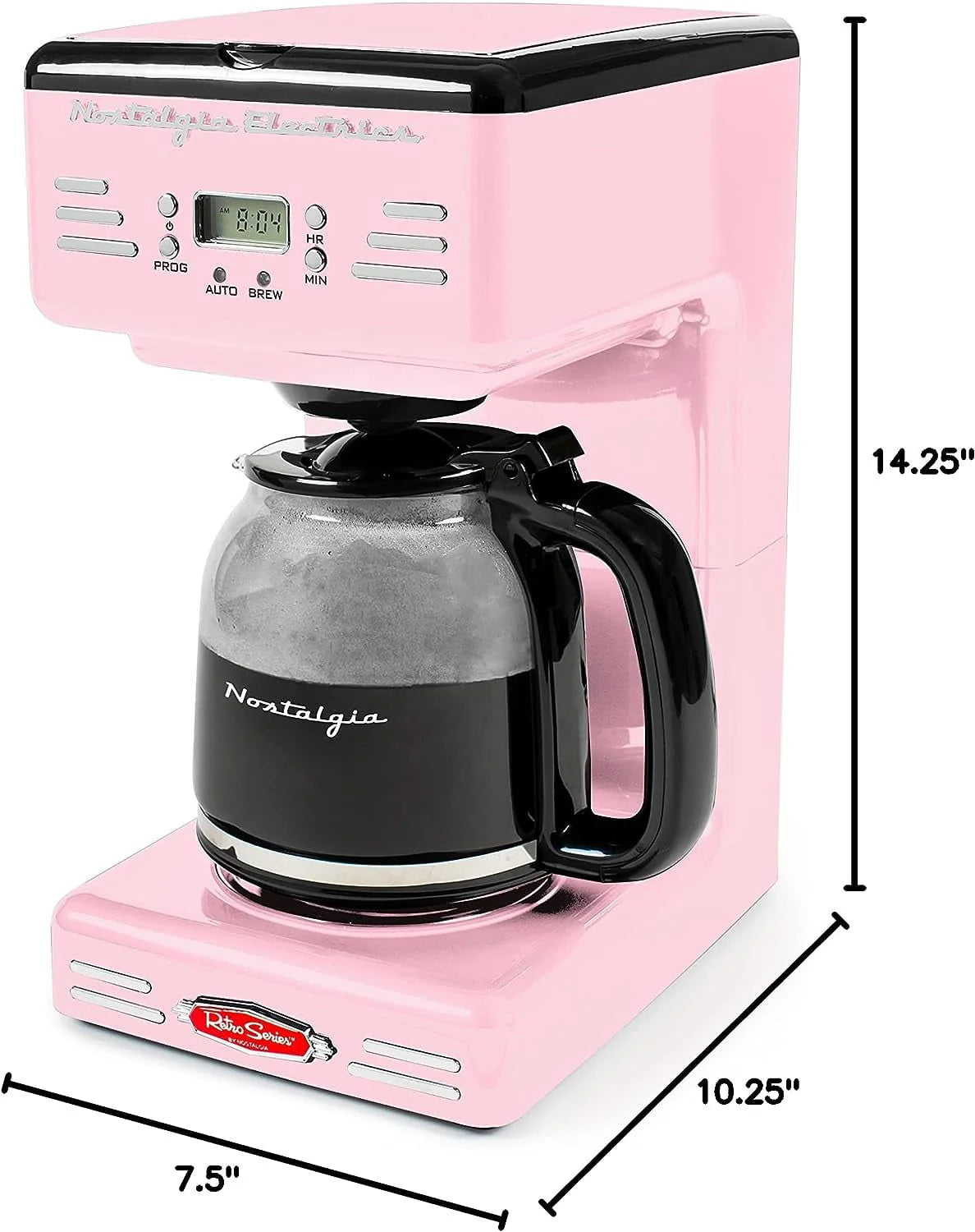 Red 12-Cup Programmable Retro Coffee Maker D4551