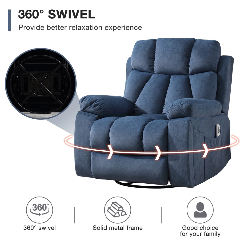 Blue Recliner Chair with Massage and Heat O3471