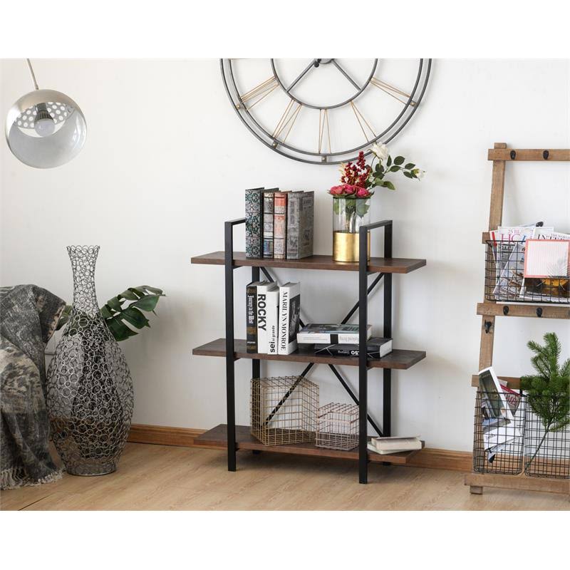 Walnut Brown 3 Shelf Etagere Bookcase Y5478