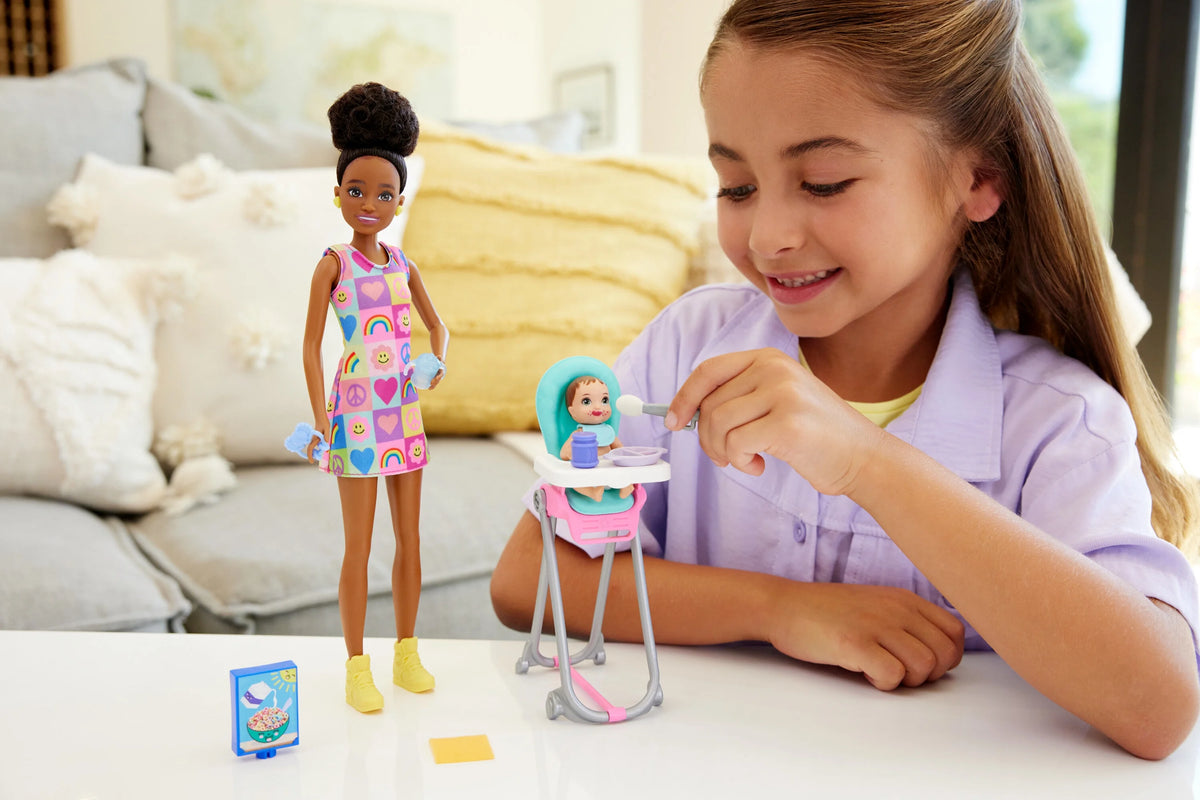 10 Piece Barbie Doll and Baby Playset Q396