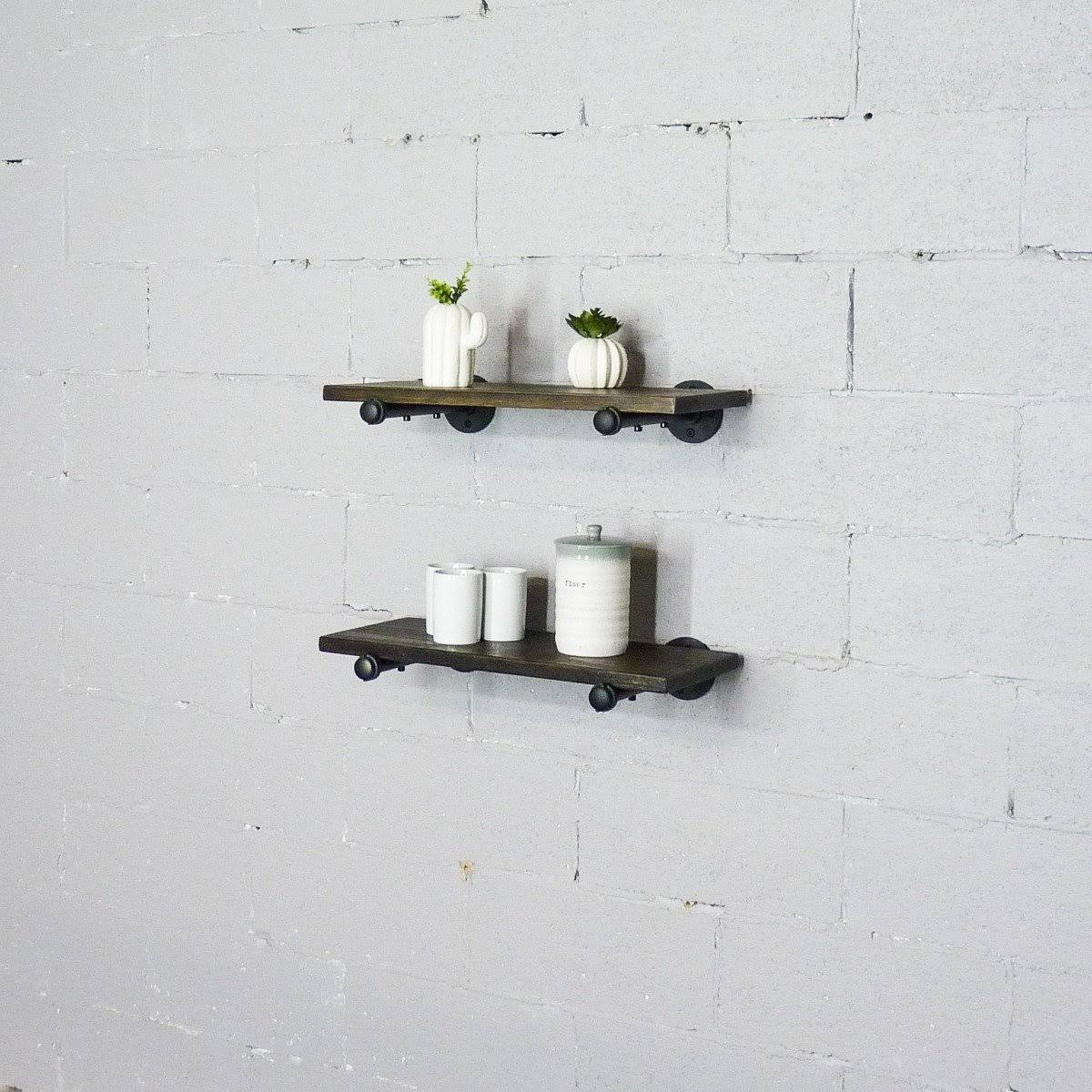 2-Piece Industrial Farmhouse Wall Shelf Set J640