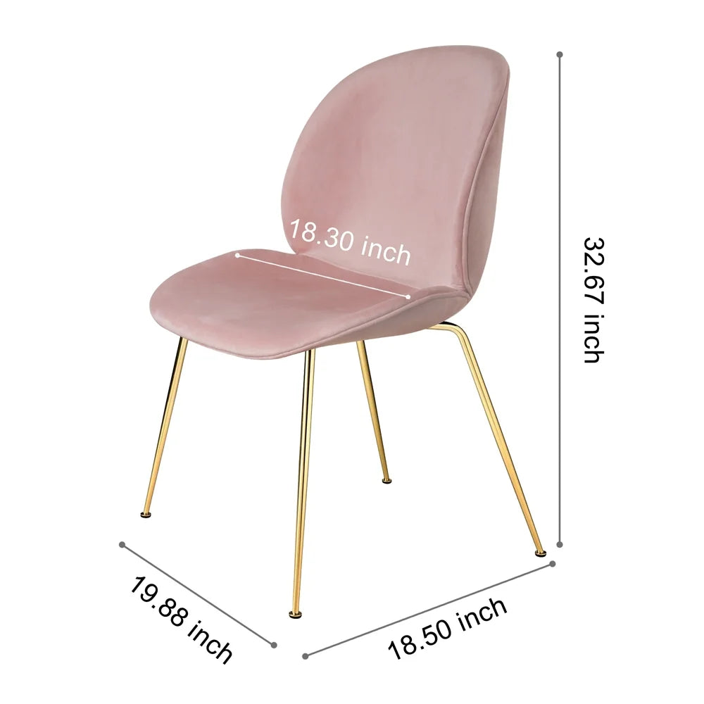 Pink Velvet Side Dining Chairs Set of 4 with Gold Legs L551669