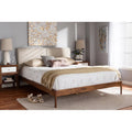 Beige Fabric Upholstered Full Size Platform Bed Q25262