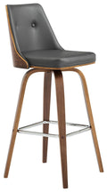 Gray Faux Leather and Walnut Wood Swivel Counter Stool A27108