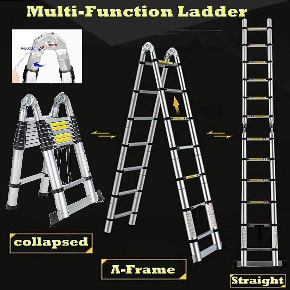 16.5FT Aluminum Telescoping Extension Ladder B312