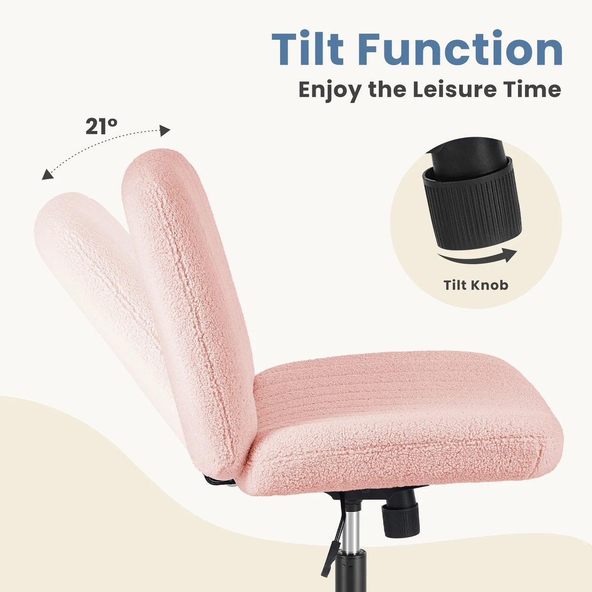 Armless Criss Cross Legged Adjustable Swivel Padded Fabric Office Chair D484162