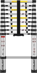 Telescoping Ladder 8.5 ft Aluminum Anti-Pinch Collapsible Ladder C4562