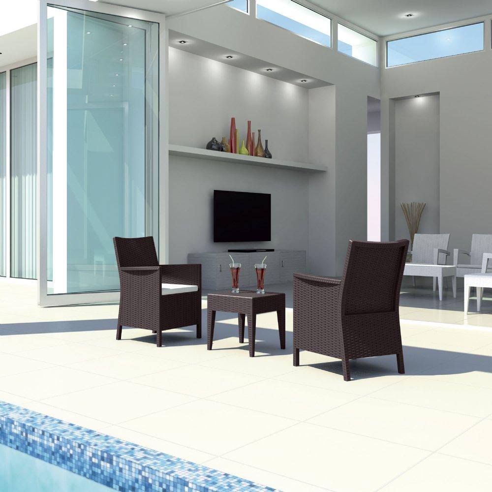 3 Piece Brown Wickerlook Casual Seating Set Q938