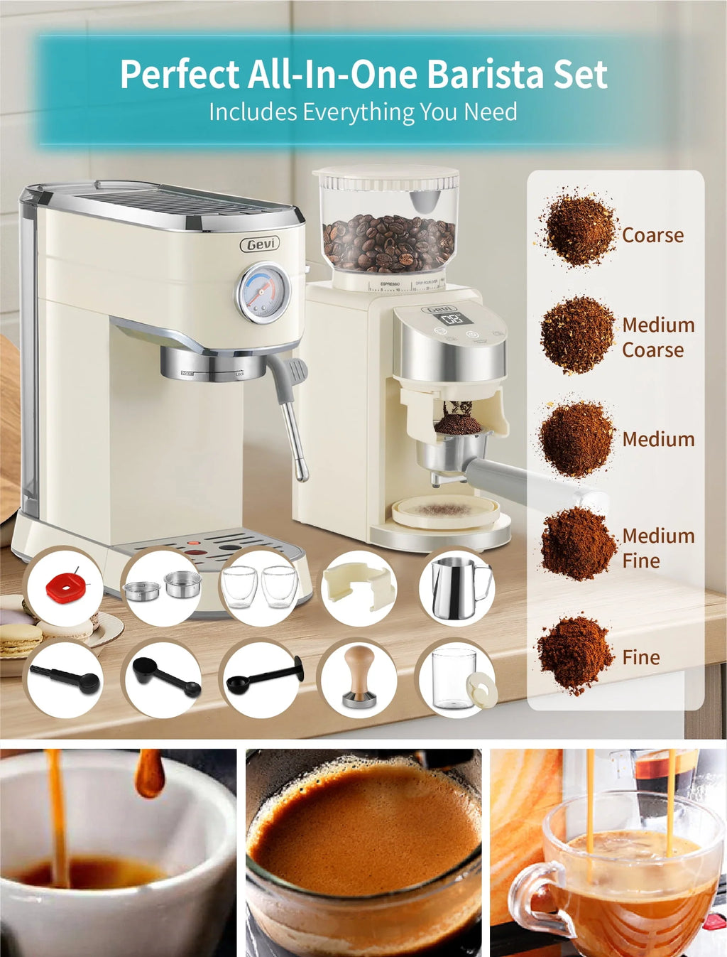 20 Bar Espresso Machine with Burr Coffee Grinder S7770