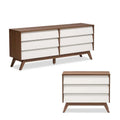 White and Walnut 6 Drawer and 3 Drawer Chest Set I71111