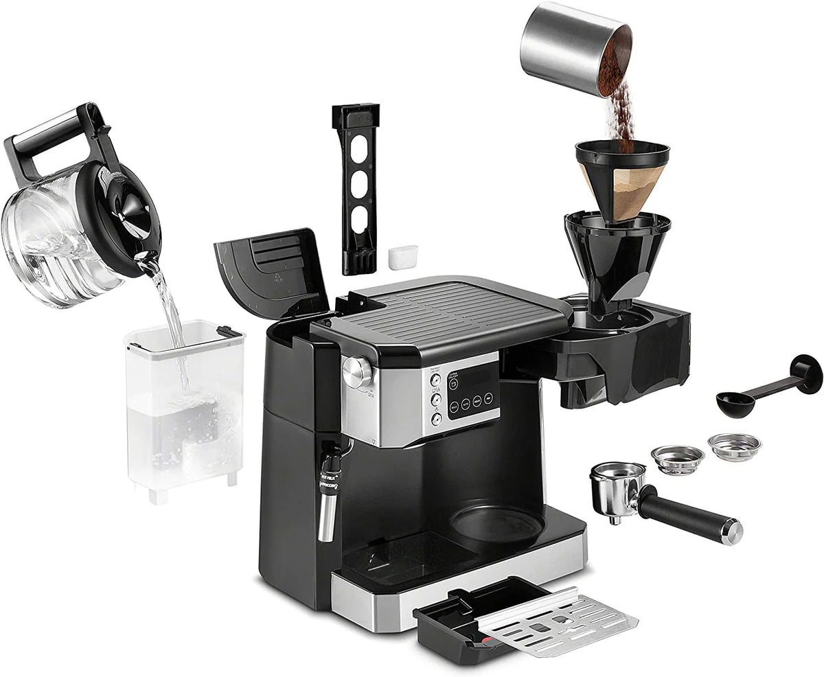 Combination Coffee Maker & Espresso Machine with Milk Frother and Glass Coffee Pot P5404