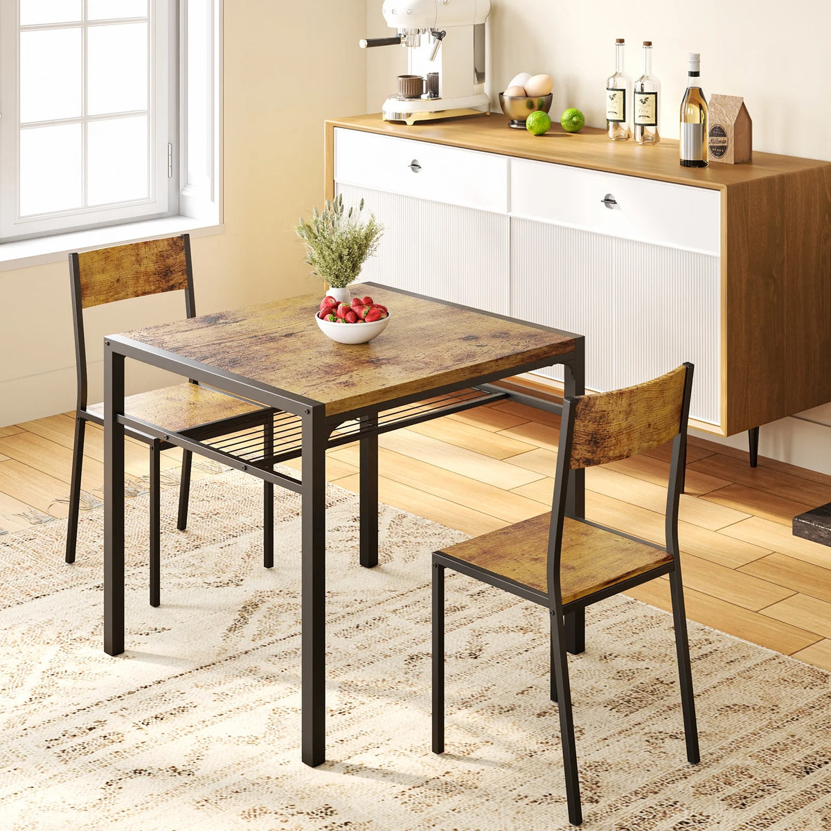 Modern Dining Room Table Set for 2 with Storage Shelf V84152