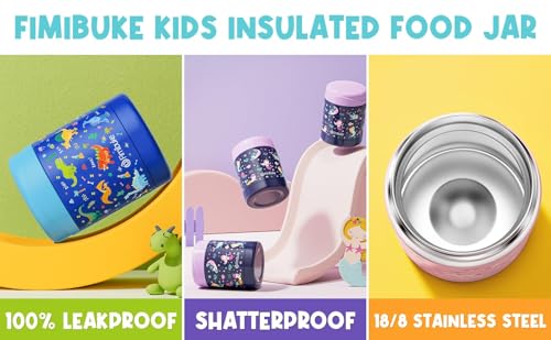 Kids Bento Snack Lunch Box with 4 Compartment, Insulated Lunch Bag, Stainless Steel Vacuum Thermos Food Jar, Ice Pack, Utensils Set L815744