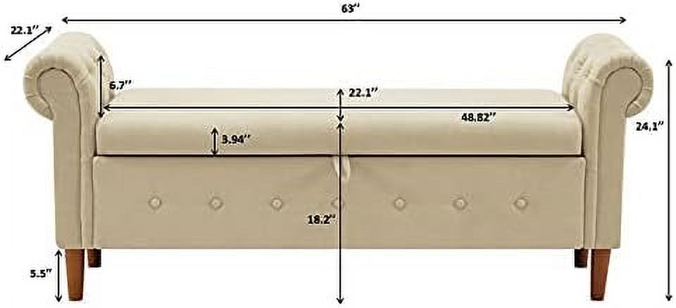 Velvet Tufted Ottoman Sofa Bench with Pillow B3593