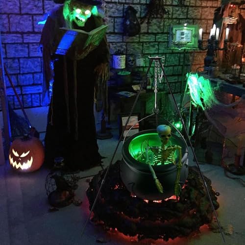 Black Plastic Cauldron with Lights 130cm O3555