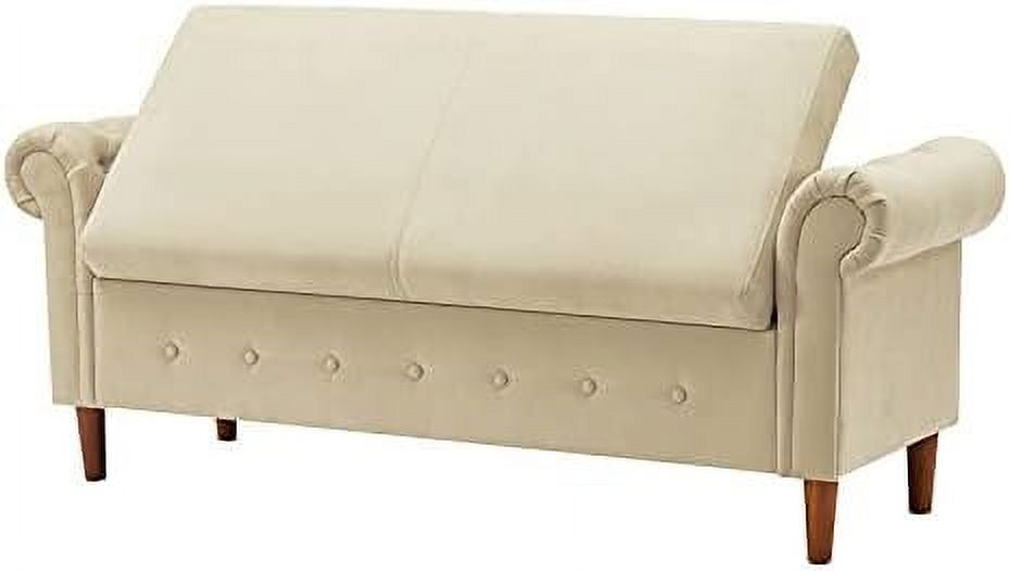 Velvet Tufted Ottoman Sofa Bench with Pillow B3593