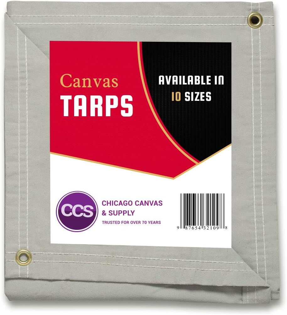 Gold 12 by 14 Feet Waterproof Canvas Tarp with Rustproof Grommets R42186