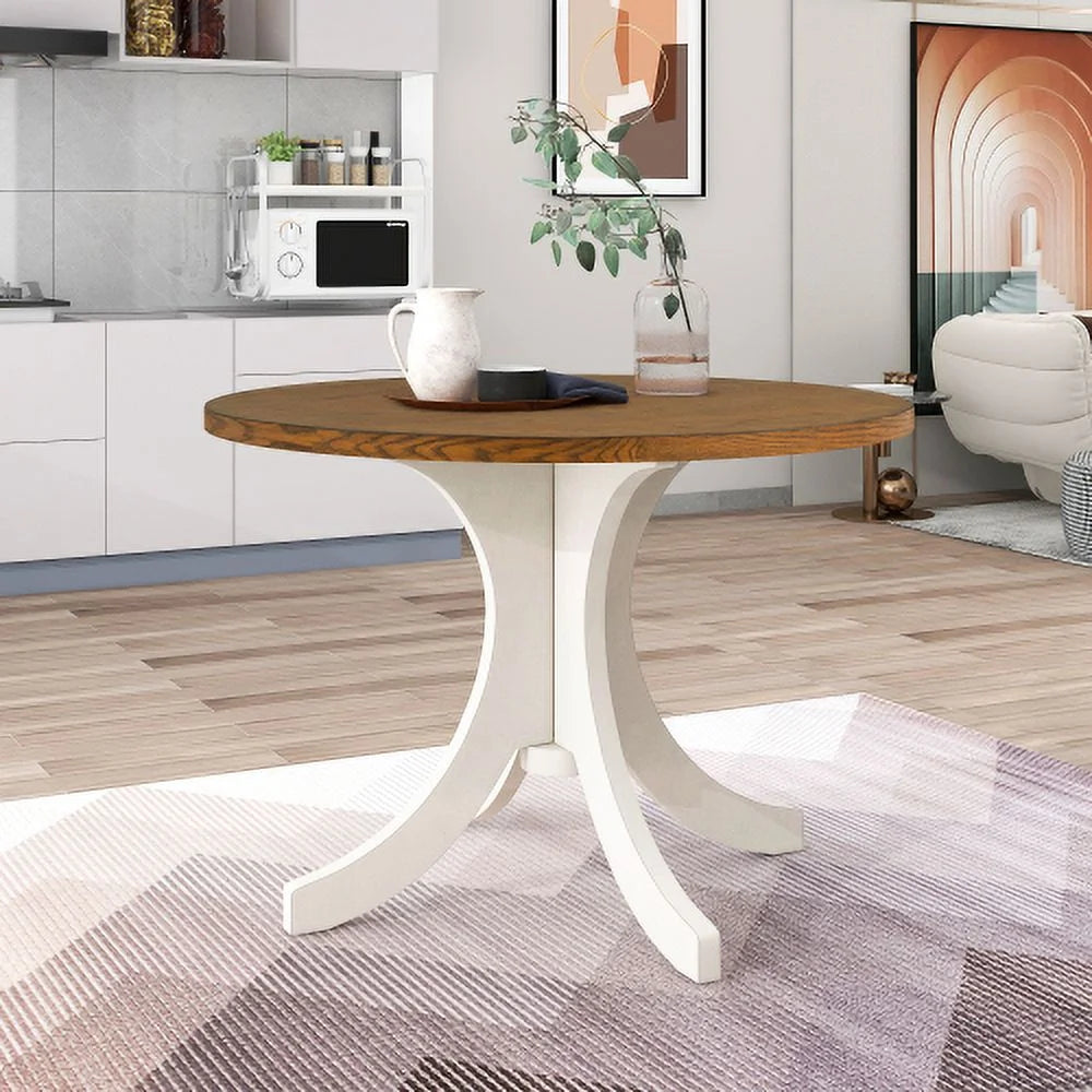 Mid-Century Solid Wood Round Dining Table X672