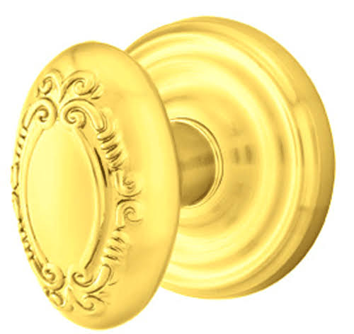 Polished Brass Solid Brass Door Knob Set with Regular Rosette C15949