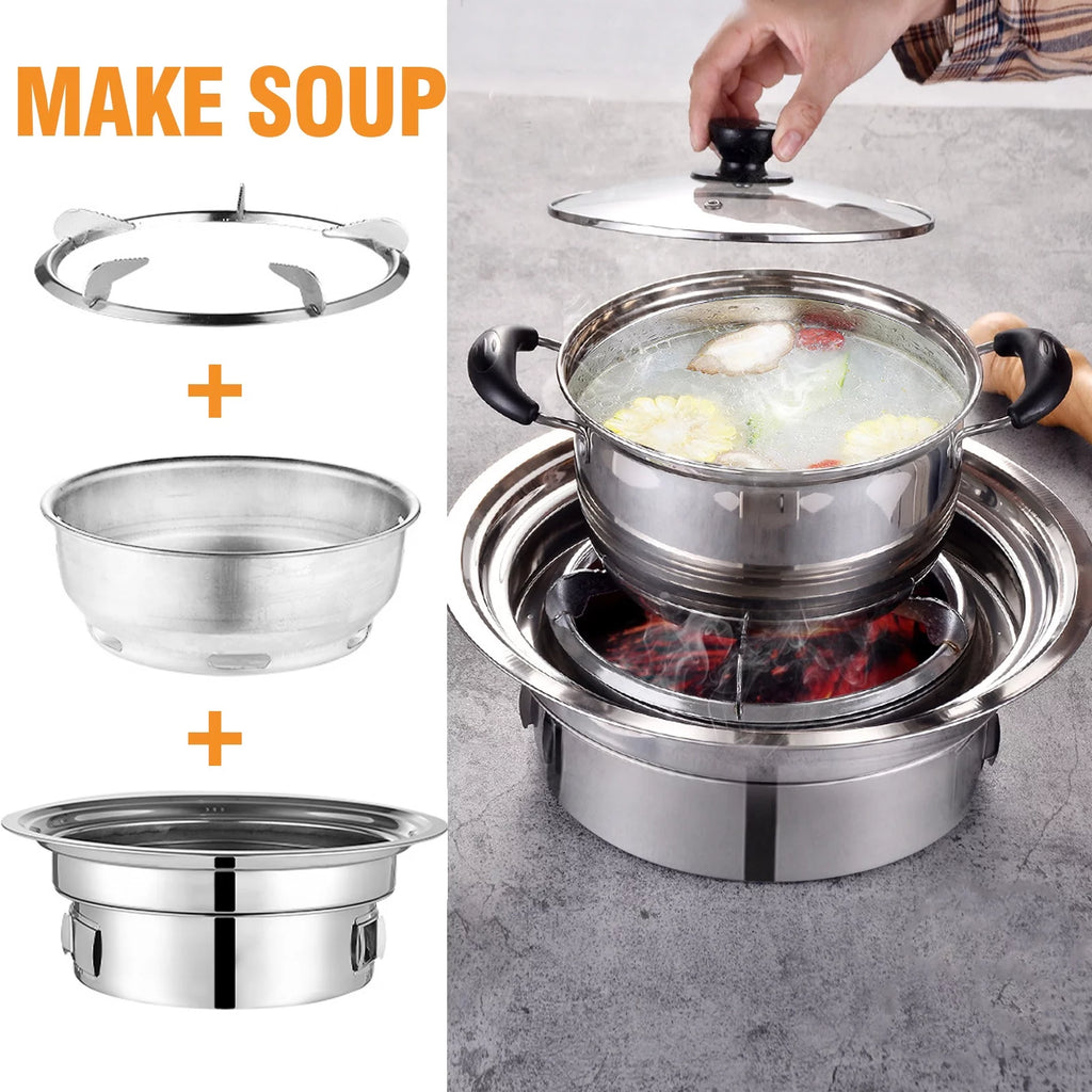 Portable Non-stick Round Charcoal BBQ Grill X946094