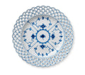 Blue Fluted Full Lace Cake Plate with Open Border I469655