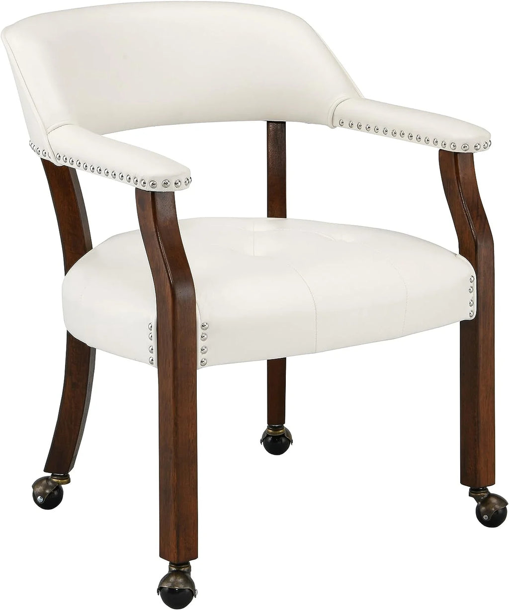 Rolling Dining Chairs with Casters and Arms Q685797